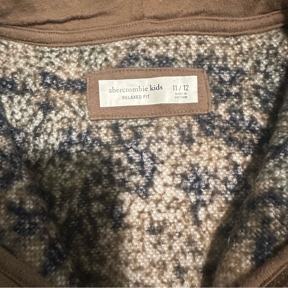 Abercrombie & Fitch Kids Unisex 1/4 Zip Pullover Fleece Lined Hoodie Sz 11/12. - Picture 8 of 9